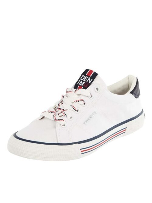 Sliders in white with iridescent strap and chunky sole